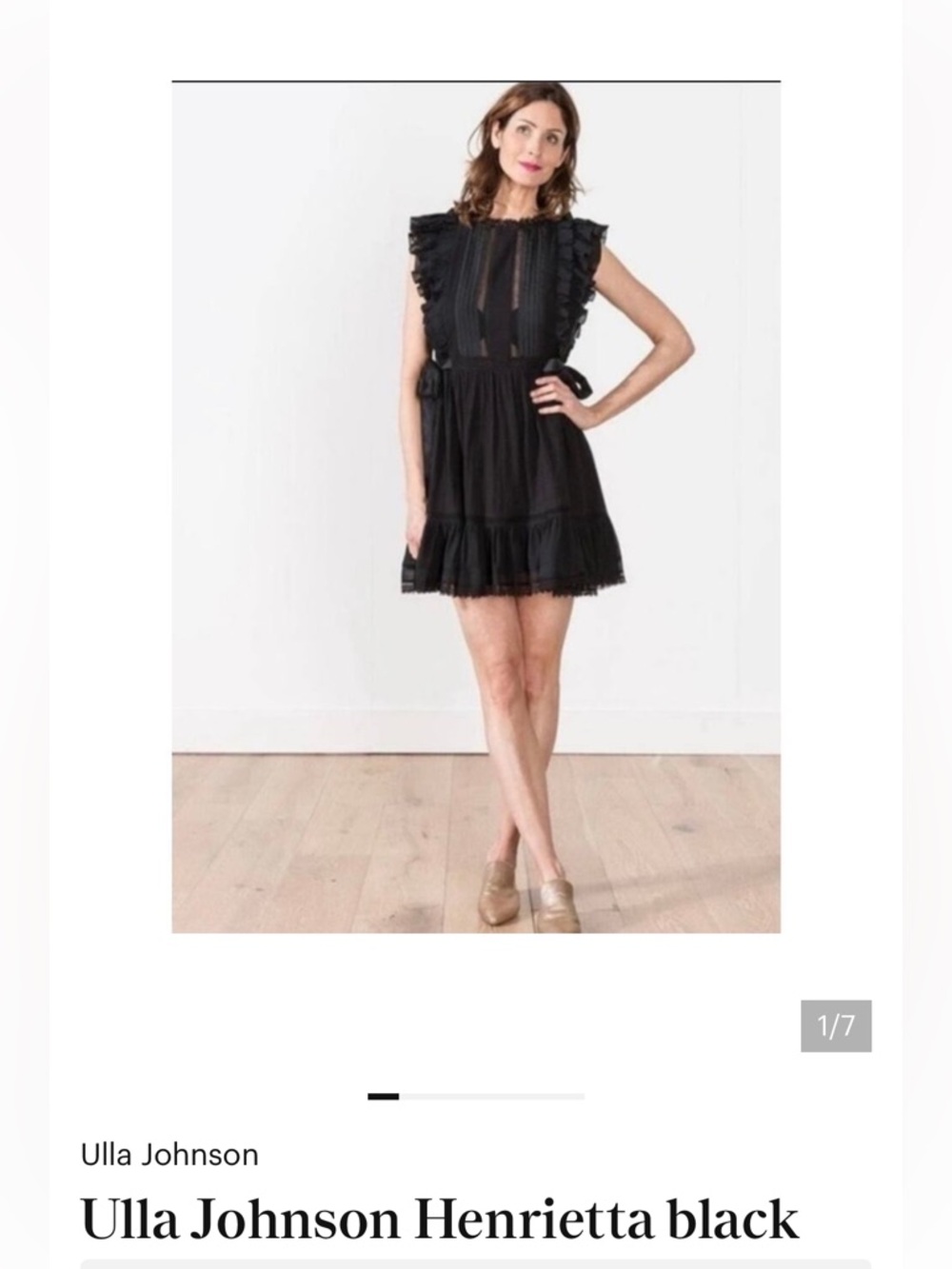 Ulla Johnson Black Ruffle-Trim Mini Dress